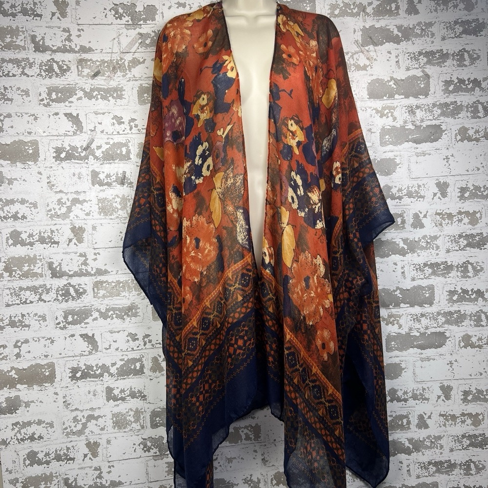 Amanda Blu Kimono Ruana Rustic Romantic Boho Earthy Floral OSFM Dreamy Artsy - Picture 3 of 7